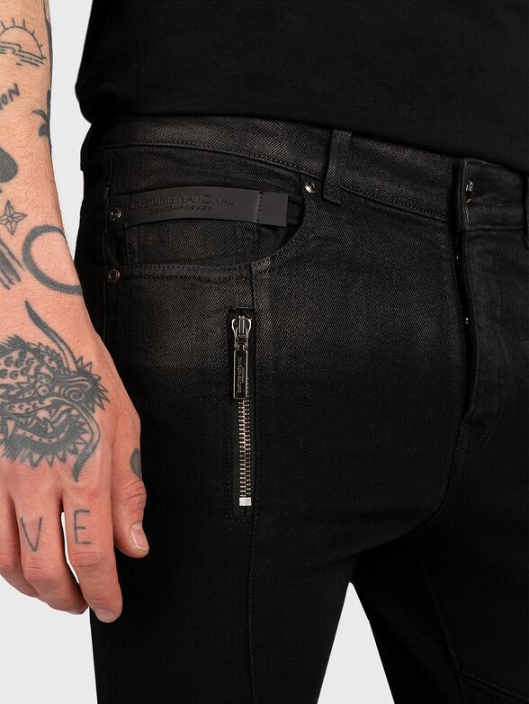 Black skinny jeans with zips - 4