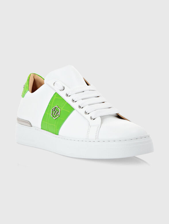 White leather shoes with green details - 2