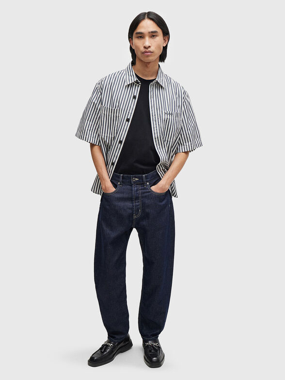 Dark blue jeans with contrast logo patch - 4