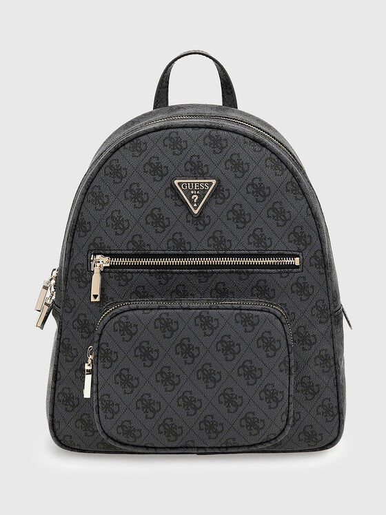 Rucsac gri cu imprimeu cu logo monogramă - 1