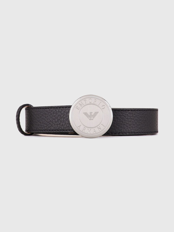 Leather belt with logo buckle - 1