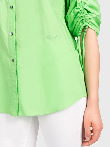 Poplin shirt with accent sleeves  - 4