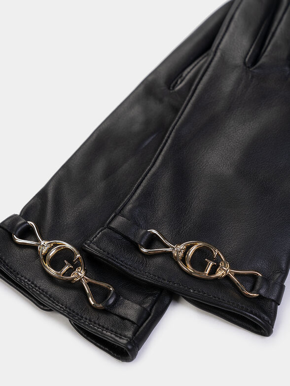 Leather gloves with logo detail - 2
