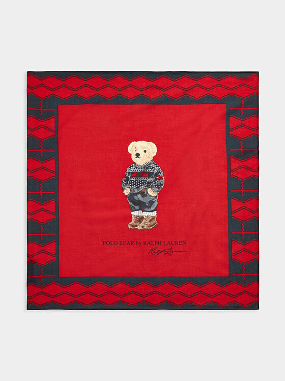 Eșarfă pătrată cu imprimeu Polo Bear - 1
