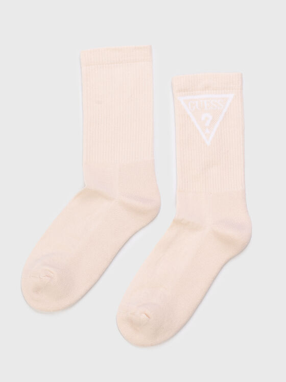 Pink socks with contrasting logo - 1