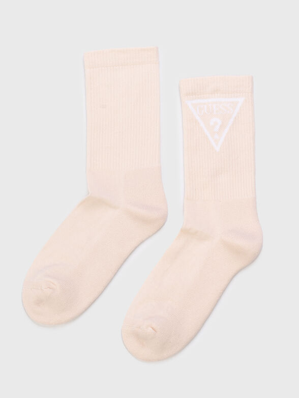 Pink socks with contrasting logo - 1