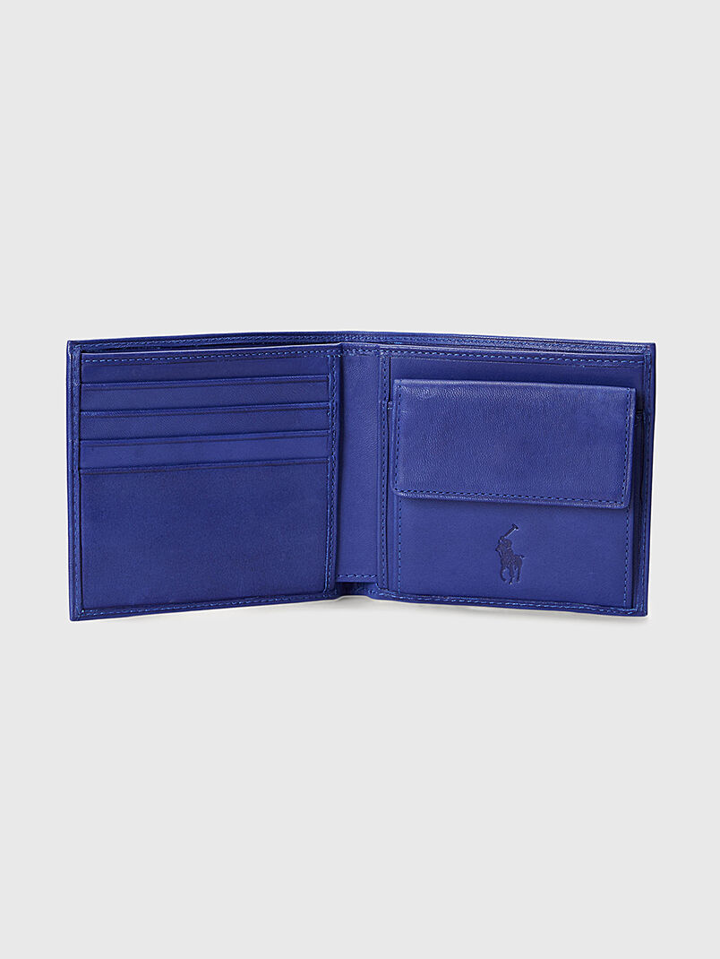 Blue leather wallet with logo detail - 3