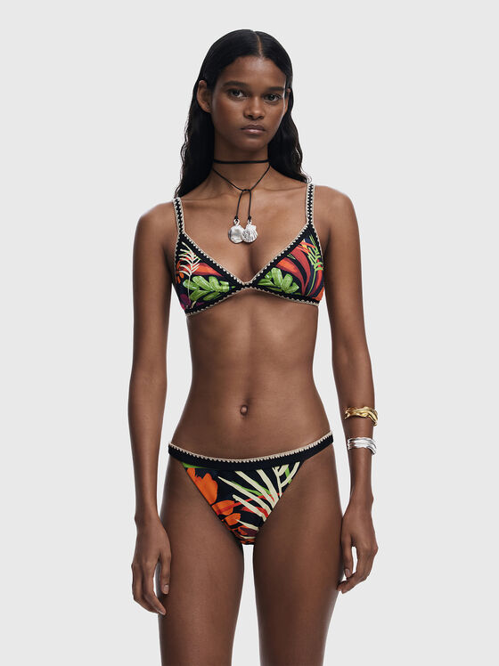 Sutien de plajă cu imprimeu tropical - 1