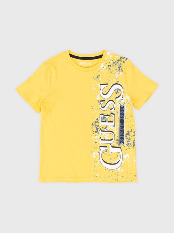 Tricou galben cu logo imprimat accentuat - 1