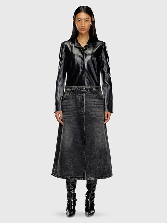 Palton L-ORY din piele și denim - 1
