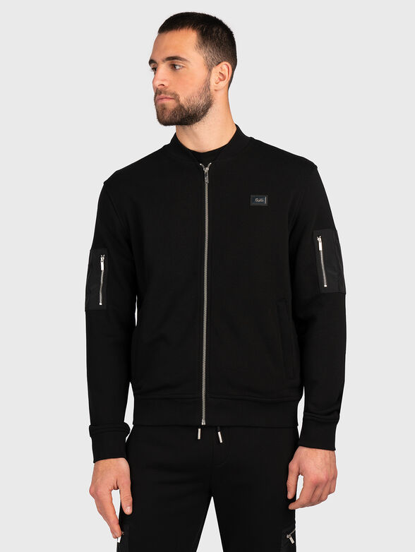 Zip-up sweatshirt in black  - 1