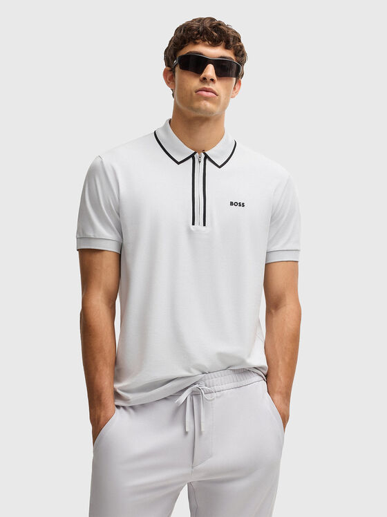 Tricou polo cu logo și fermoar - 1