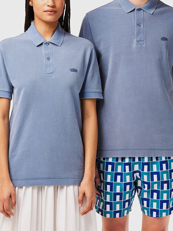 Unisex polo-shirt in blue colour - 1