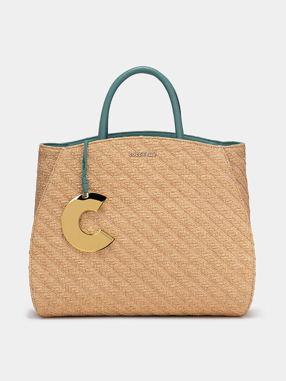 Mixed leather and raffia bag - 1
