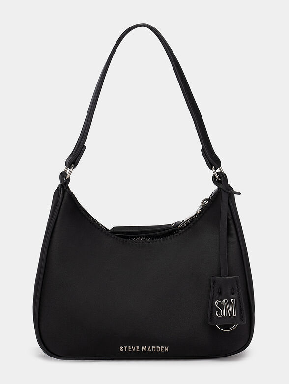 Black shoulder bag with satin texture - 1