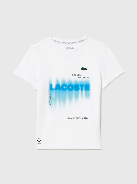 Tricou alb cu imprimeu contrastant  - 1