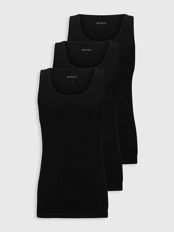 Set of three cotton underwear vests in black - 1