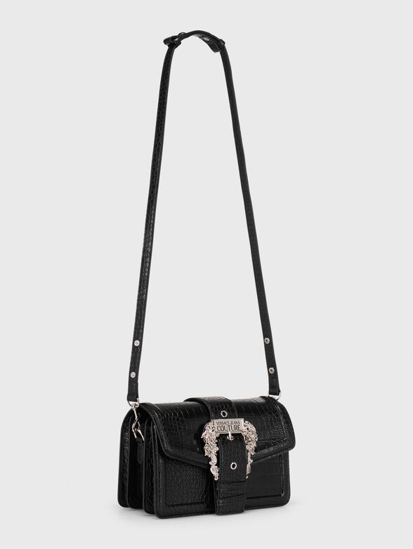 Croc-effect crossbody bag in black - 2