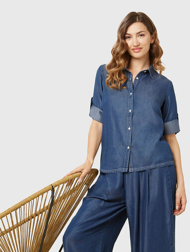 DENIM lyocell shirt with adjustable sleeves - 5