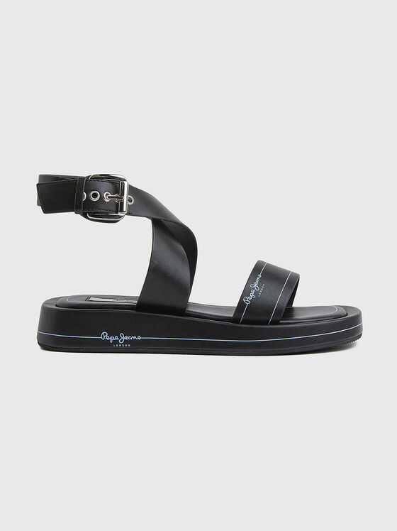 SUMMER LOGY black eco leather sandals - 1