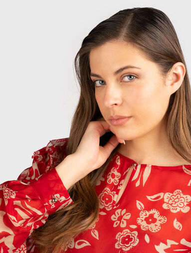 Viscose and silk printed blouse - 5