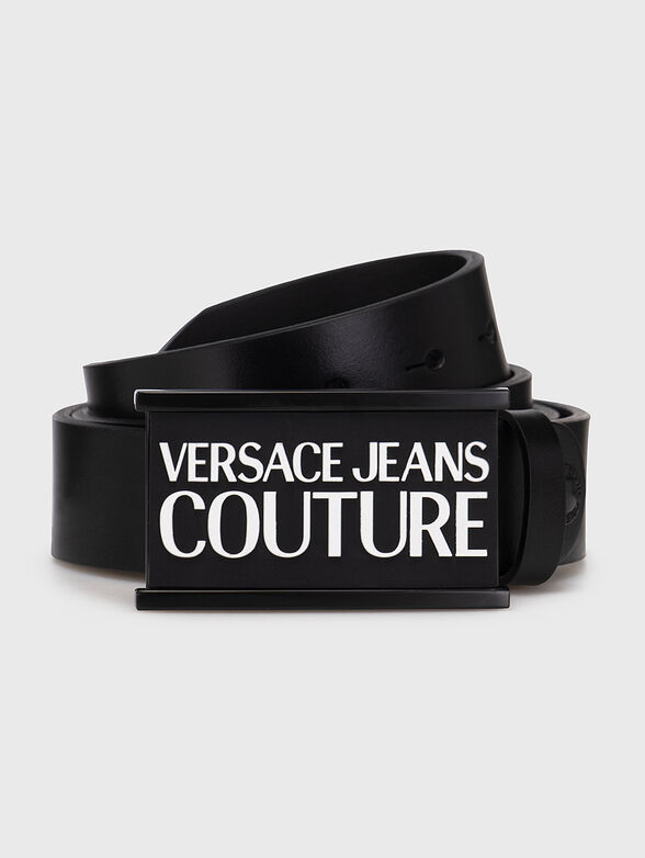 Leather belt with logo buckle - 1