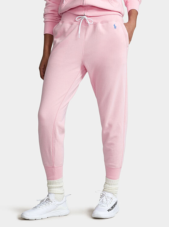 Pantaloni sport de culoare roz pal - 1