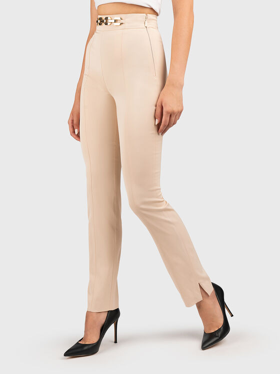Pantaloni slim NORAH cu accent auriu - 1