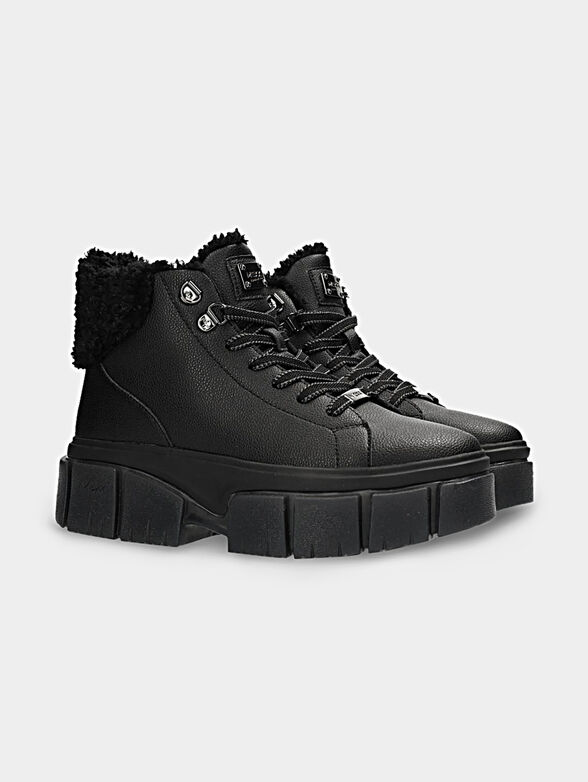 KEYLA black leather blend ankle boots - 2