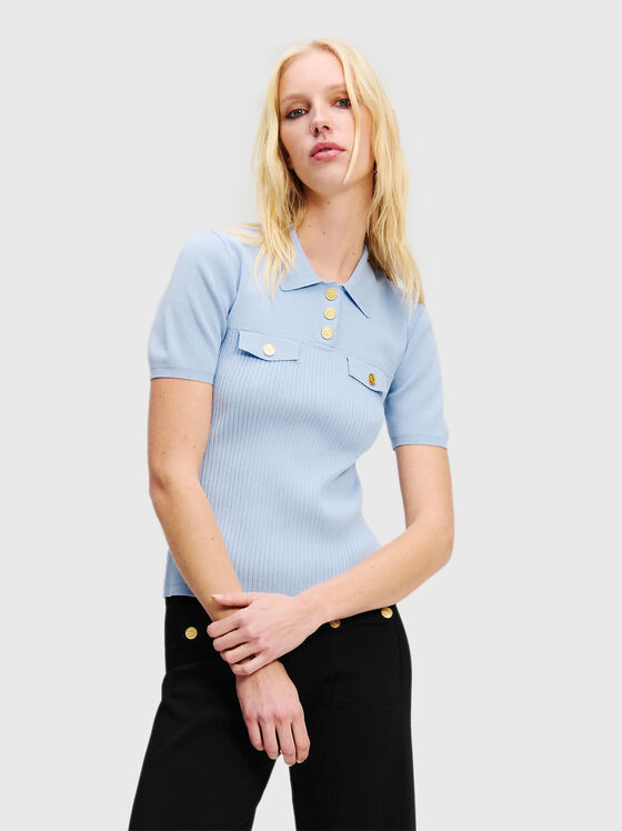 Tricou polo din amestec de vâscoză cu nasturi aurii - 1