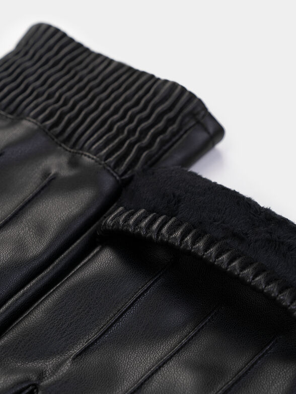 Black eco leather gloves - 2