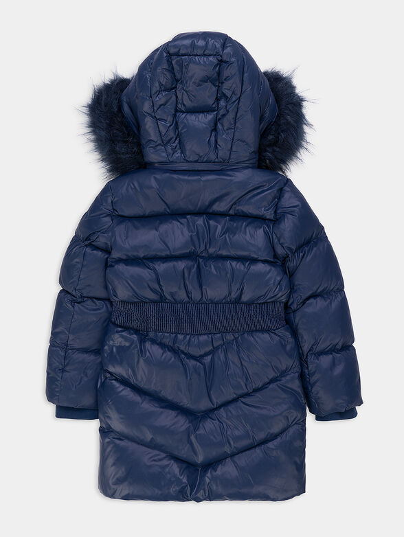 Quilted blue jacket with hood - 2
