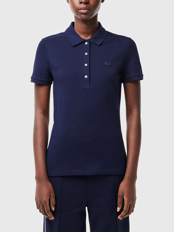 Tricou polo din bumbac albastru închis - 1