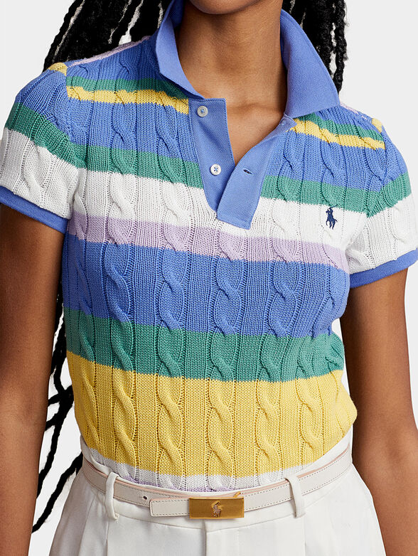 Striped knitted Polo shirt - 4