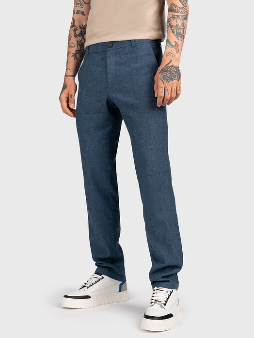 MYRON blue cotton blend trousers