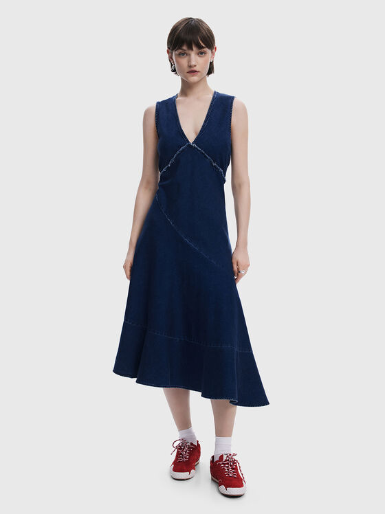 Denim dress with V-neck - 1