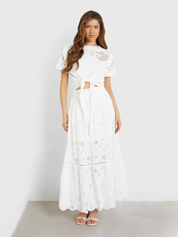 FRIDA white skirt with English embroidery - 4