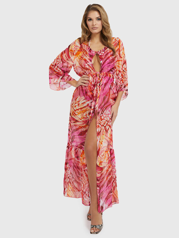 Beach kimono with floral print - 1