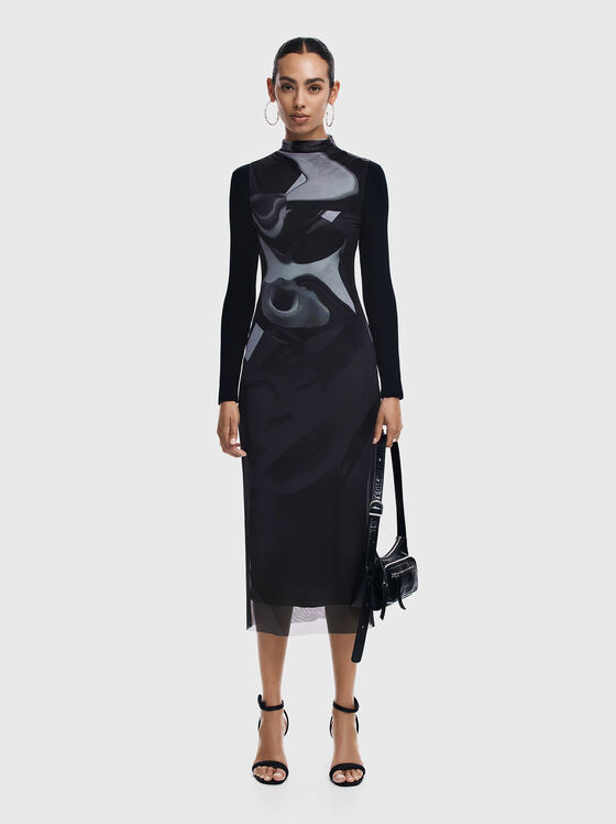 Rochie neagră LINCOLN cu imprimeu - 1