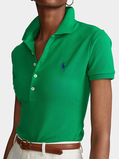 Green polo-shirt with buttons - 3