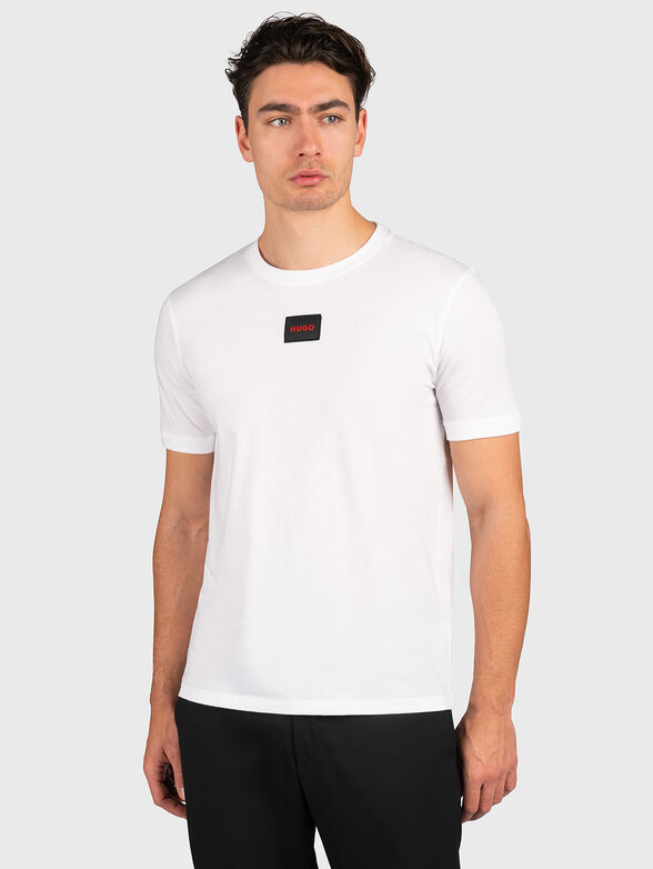 Black cotton T-shirt with contrasting logo - 1