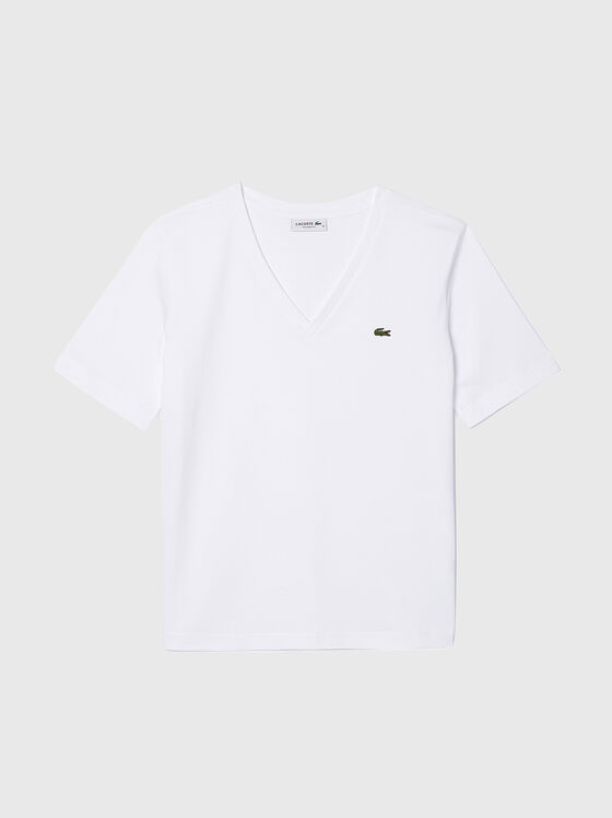 Tricou cu gât în V din bumbac  - 1