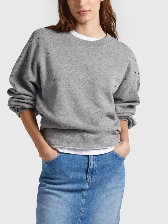 CAROLINE black sweatshirt with eyelets - 1