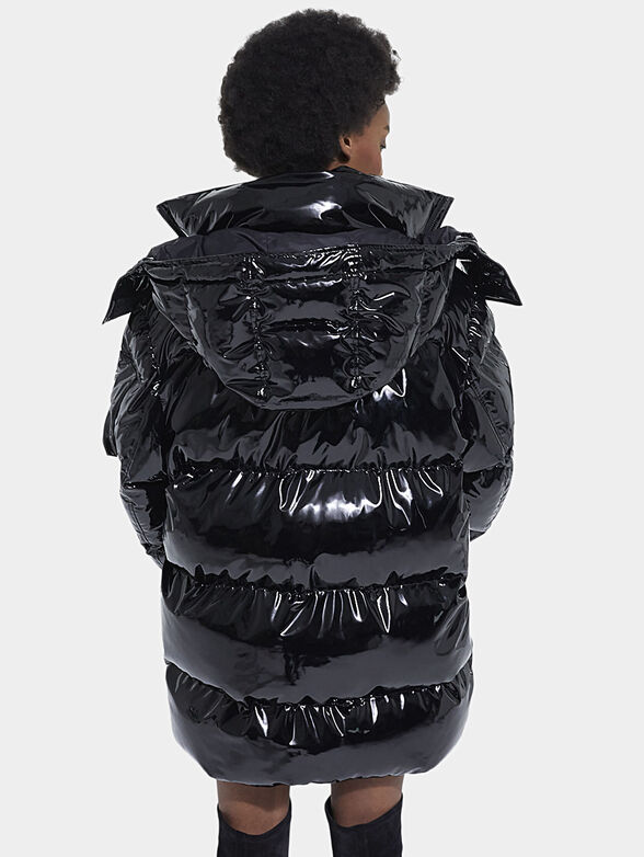 Black padded jacket with hood - 2