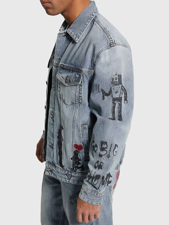 Oversized denim jacket with print - 4