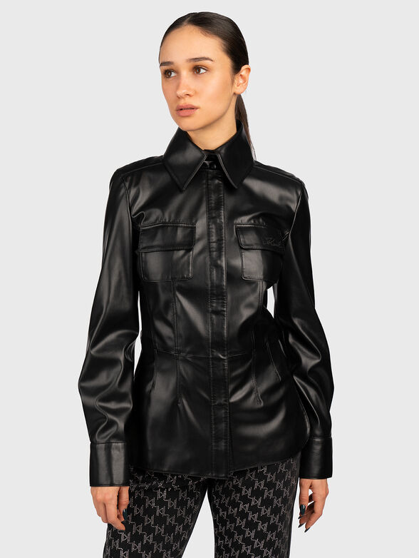 Black eco leather shirt - 1