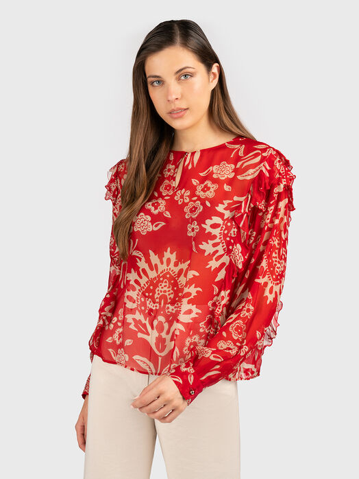 Viscose and silk printed blouse