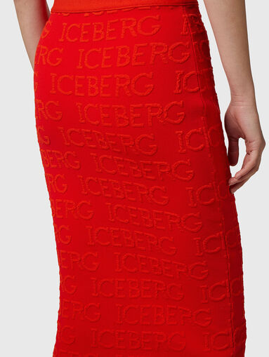 Knitted midi skirt with logo accent - 3