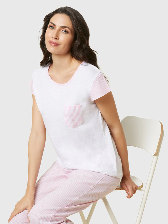 COTTON LINEN pajama top with pocket - 3