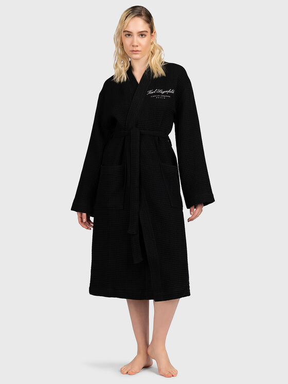 Halat de baie negru HOTEL KARL cu logo broderie - 1